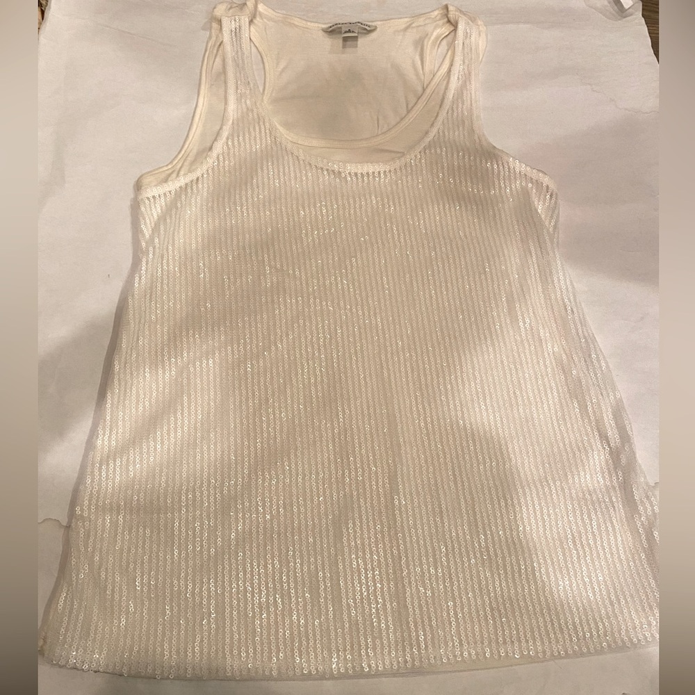 Banana republic SMALL cotton tunic racerback tank sequin overlay Sleeveless top